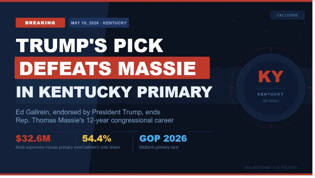 Trump endorsed Ed Gallrein defeats Thomas Massie Kentucky primary 2026
